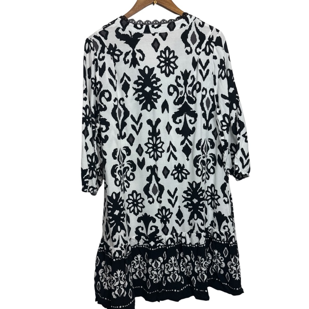CATO Black and White Floral Women's Dress Flowy Pockets - Picture 10 of 13